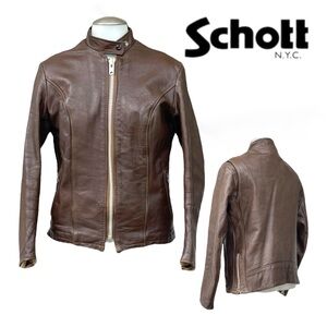 SOLD Vintage SCHOTT NYC Womens S 8 Leather Jacket Cafe Racer Removable Liner